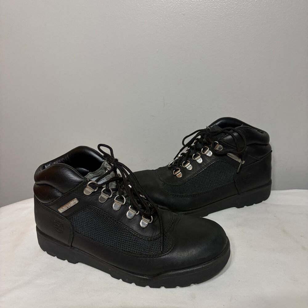 Timberland Boots Field Mid Lace Up Black Leather Waterproof Hiker Combat 6.5